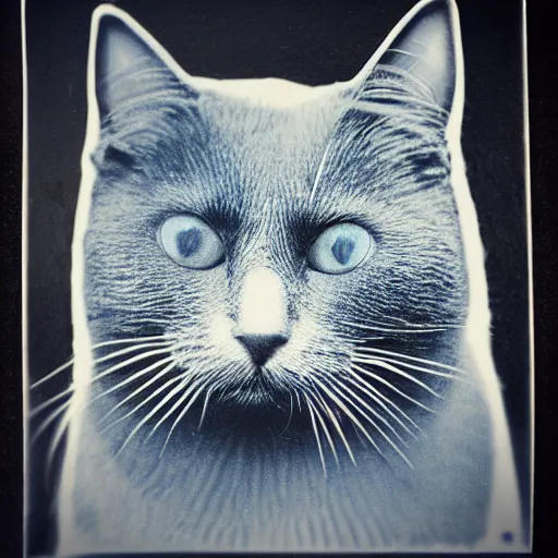 Image similar to cyanotype of a cat