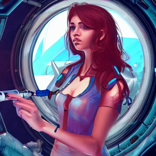 Image similar to human felinid player, in space station 13, ss13, /tg/station, digital art, trending on artstation, illustration, 2D