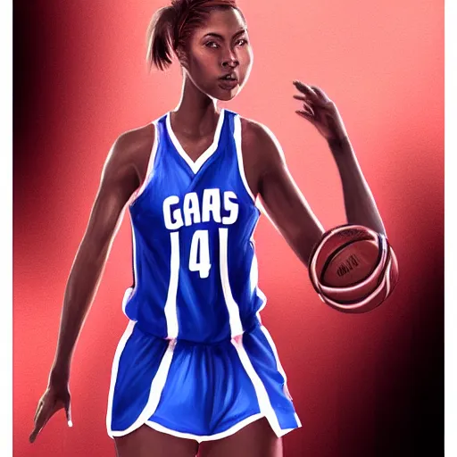 Prompt: painting of an woman basketball player, cg worker artstation