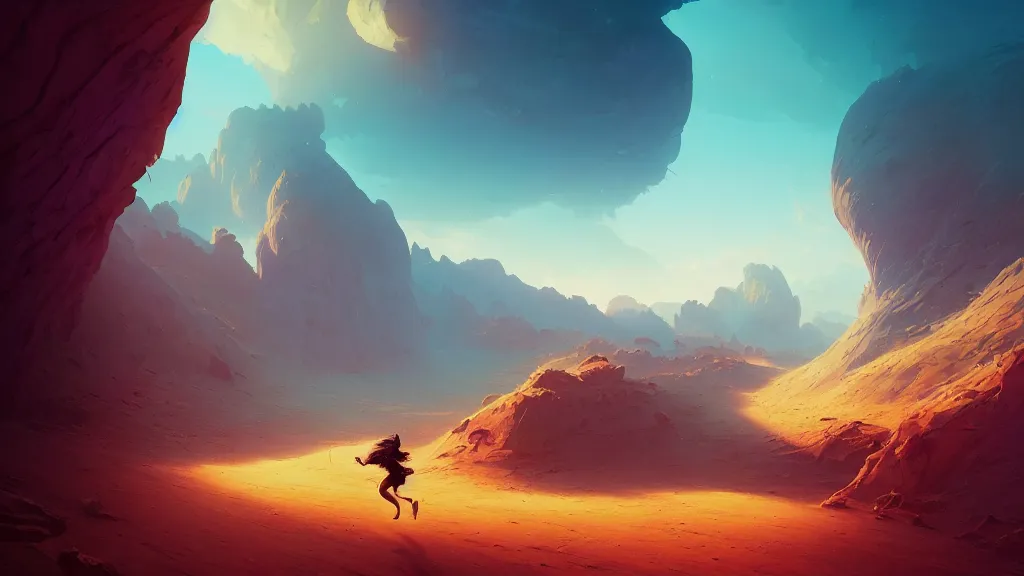 Prompt: beast running in karst desert, alena aenami, petros afshar, noah bradley, anton fadeev, anato finnstark, steve henderson, filip hodas, mark keathley, thomas kinkade, phil koch, gilbert williams, mike winkelmann, beeple