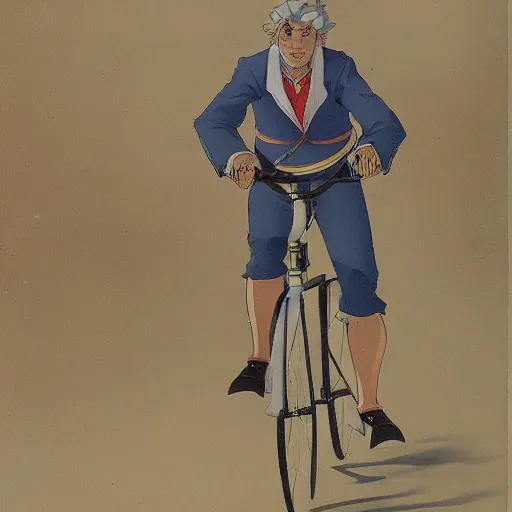 Image similar to a man riding a bike, anime, studio ghibili