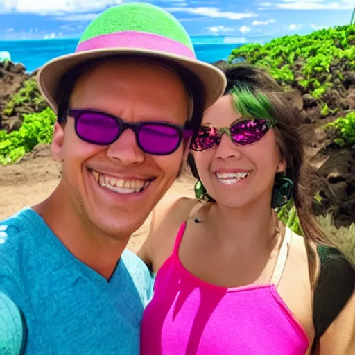 Prompt: cosmo and wanda on vacation in hawaii