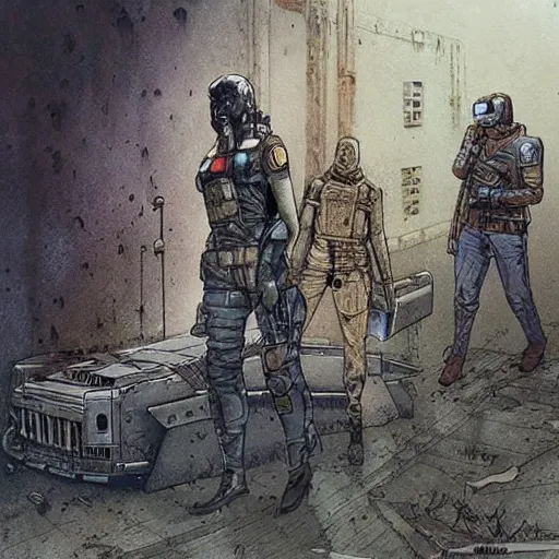 Prompt: sci - fi, dystopian bounty hunter, art by enki bilal