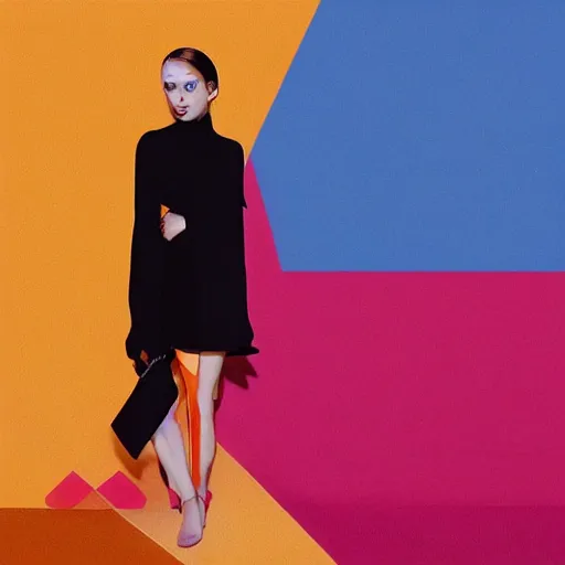 Image similar to geometric colorful smooth shapes rendered as a fashion photo