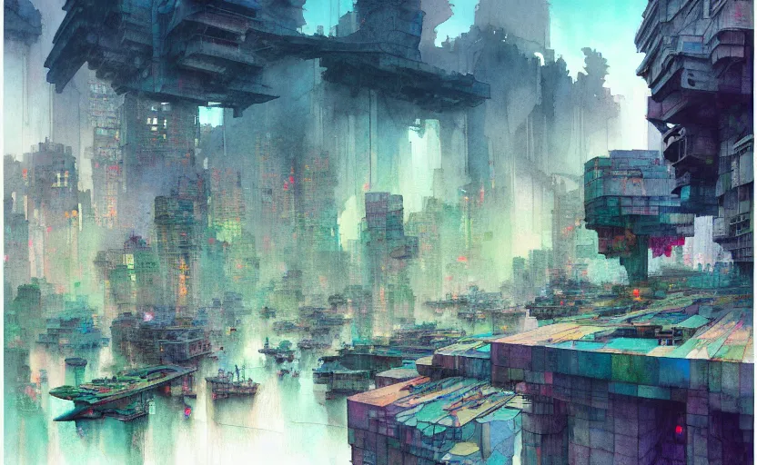 Image similar to the amazing floating brutalist city, fantasy. intricate, amazing composition, colorful watercolor, by ruan jia, by maxfield parrish, by marc simonetti, by hikari shimoda, by robert hubert, by zhang kechun, illustration, gloomy