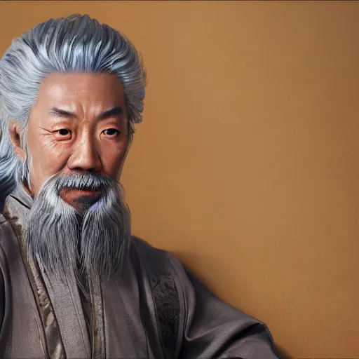 Prompt: portrait painting of a 6 0 year old handsome chinese taoist priest, like liangchao wei, silver hair, amiable by wenjun lin, irakli nadar, bright colors, octopath traveler, wenjun lin, unreal engine 5 highly rendered, global illumination, radiant light, detailed and intricate environment