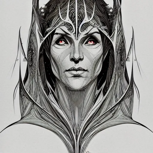 Image similar to centered elven ,intricate, veins, by Hugo pratt, ultradetailed, charachter design, concept art, trending on artstation,