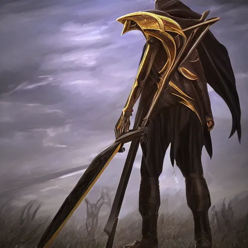 Prompt: scythe weapon, scythe design, fantasy scythe, weapons concept art, design, rpg, weapon, detailed, digital art, incredible, digital painting, no noise, global illumination, warm lighting, vivid, intricate details, ultra realistic, volumetric lighting, warm colors advance, cell shading, hyper realism, matte painting, highly detailed