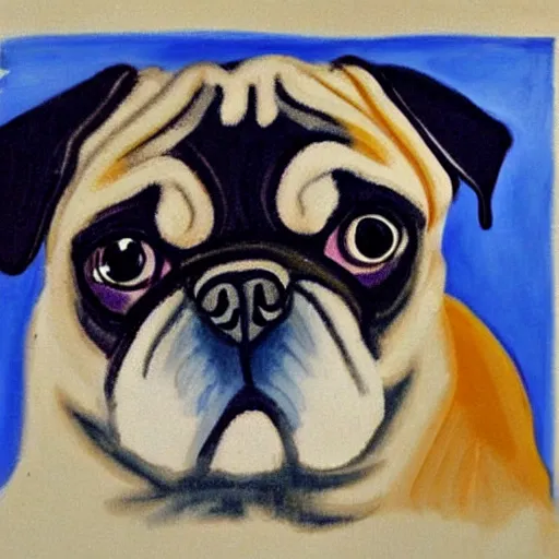 Prompt: A cute pug painted by Matisse