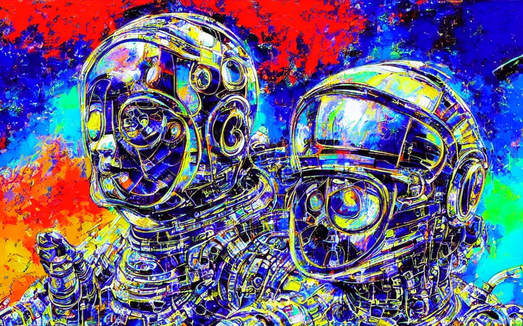 Prompt: a techno - spirit futurist cybernetic organic brain, future perfect, award winning digital art by alan bean, sharp bright colors