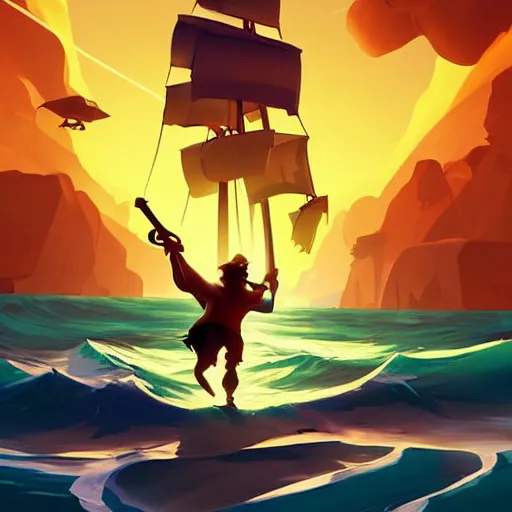 Image similar to painting treasure on sea of thieves game smooth median photoshop filter cutout vector, behance hd by jesper ejsing, by rhads, makoto shinkai and lois van baarle, ilya kuvshinov, rossdraws global illumination