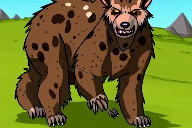Image similar to a good ol'gnoll boy with white spots covering his fur.