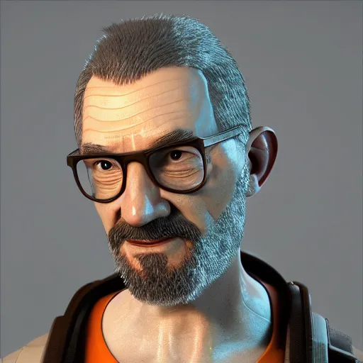 Image similar to gordon freeman portrait, v - ray, ray tracing, global illumination, octane render