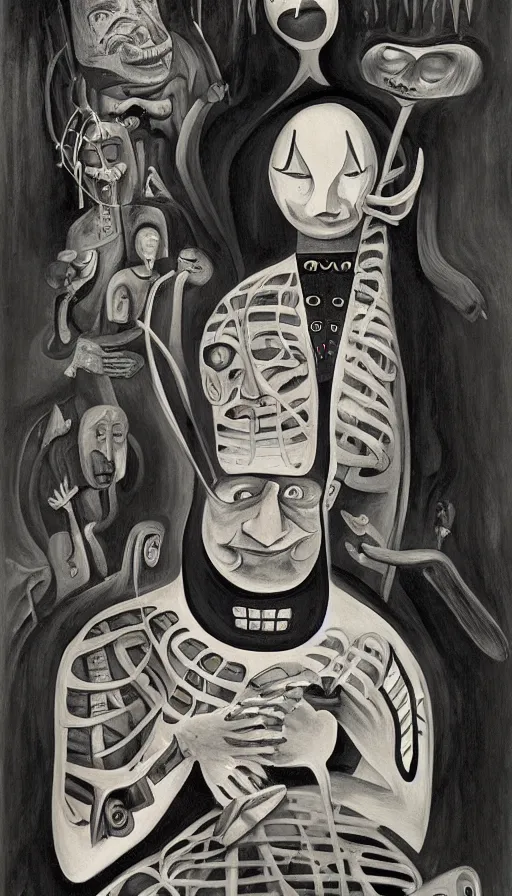 Image similar to portrait of a digital shaman, by charles addams