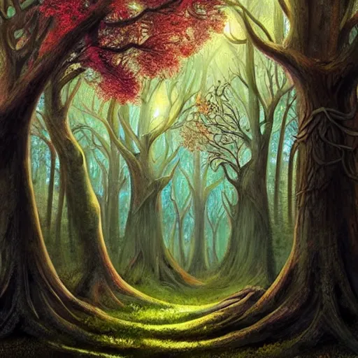 Image similar to Mystical forest, fantasy art