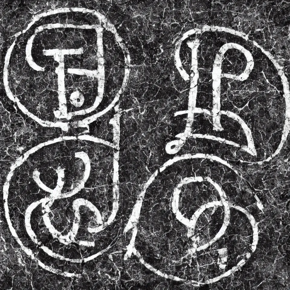 Image similar to ancient symbol for the word ersatz, black and white