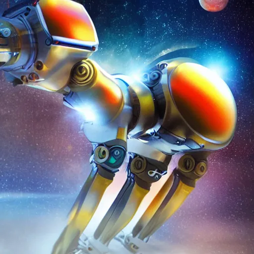 Image similar to 3 d rendered movie still pearlescent robot kitten robots quadruped in epic outer space battles and disco dance contests on saturn. science fiction, blockbuster movie, dystopian future, computer - animated science fiction film, space odyssey, imax, 7 0 mm, 4 k