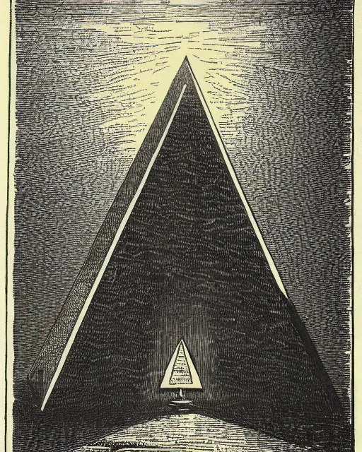 Prompt: illustration of pyramid head from the dictionarre infernal, etching by louis le breton, 1 8 6 9, 1 2 0 0 dpi scan