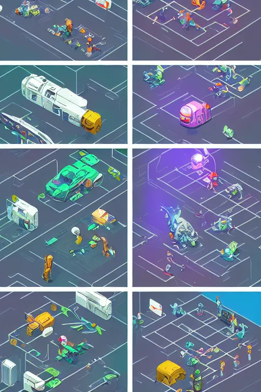 Image similar to isometric design, sprite sheet, game resources, futuristic van by josan gonzalez