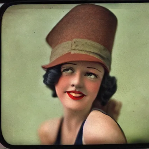Prompt: a vintage 1 9 3 0 s kodachrome slide of a woman.