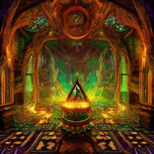 Image similar to Photorealistic magic elven shrine of the elf goddess. Hyperdetailed photorealism, 108 megapixels, amazing depth, glowing rich colors, powerful imagery, psychedelic Overtones, 3D finalrender, 3d shading, cinematic lighting, artstation concept art