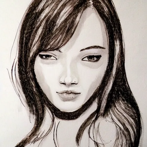 Image similar to a masterpiece sketch of the perfect face by monica lee