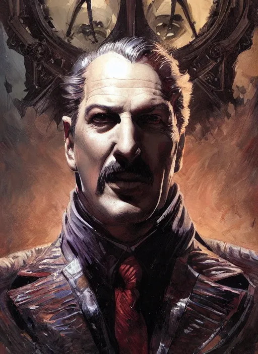 Prompt: Portrait of Vincent Price, marvel comics, dark, intricate, highly detailed, smooth, artstation, digital illustration by Ruan Jia and Mandy Jurgens and Artgerm and Wayne Barlowe and Greg Rutkowski and Frank Frazetta