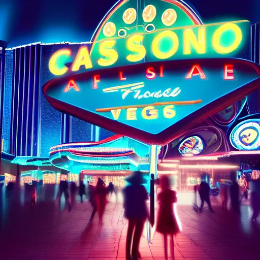 Prompt: futuristic casino, crisp, artistic, artstation, luxury, las vegas, beautiful, large, people