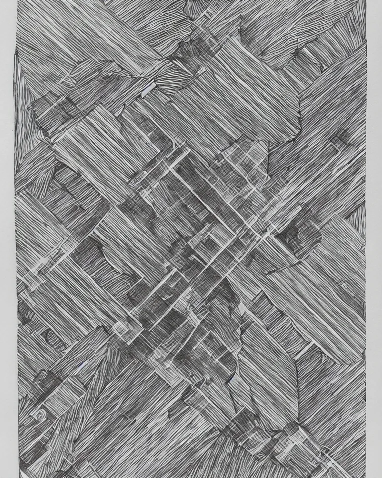 Prompt: procedural, grayscale, geometric ink on paper c 2