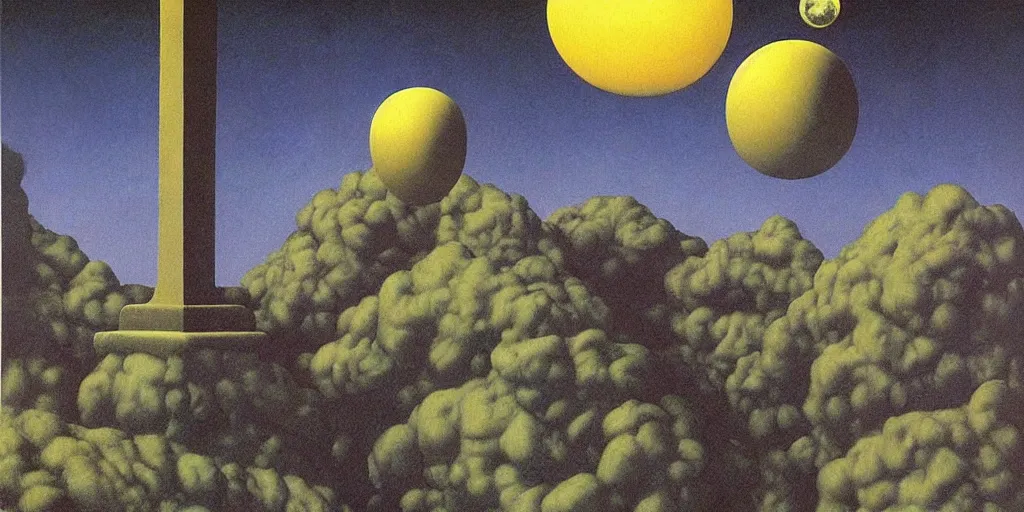 Image similar to A transcendence of higher dimension by Richard Corben, by by René Magritte, surrealism, gothic, baroque