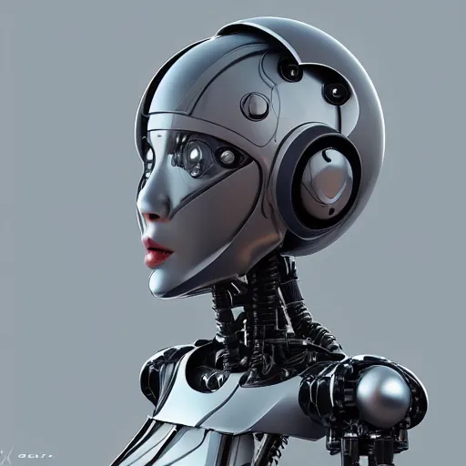 Image similar to an amazing robot-helmet, robotic head-bust portrait, of a sci-fi, human robot hybrid with weaponized systems built into the 3d helmet, cgi, zbrush, blender, octane render