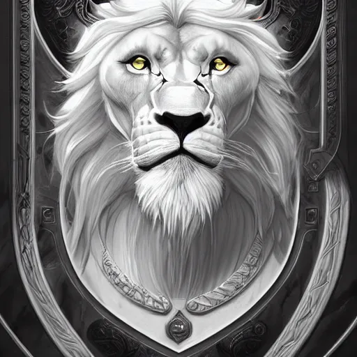 Prompt: aesthetic portrait commission of a albino muscular and attractive anthro lion as a character wearing freemason outfit, hyperdetailed. Character design by charlie bowater, ross tran, artgerm, and makoto shinkai, detailed, inked, western comic book movie poster concept art, award winning painting