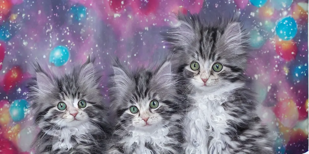 Image similar to a main coon kitten little mermaid themed shower curtain, product photography. digital art. 4 k, highly detailed.