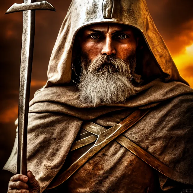 Prompt: photo of a holy cleric warrior, highly detailed, 4 k, hdr, smooth, sharp focus, high resolution, award - winning photo
