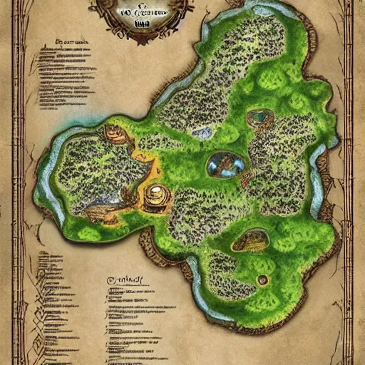 Image similar to fantasy d & d map. garden of eden