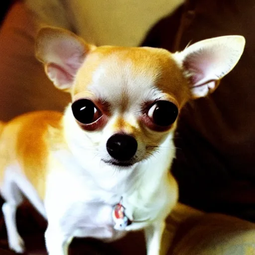 Image similar to chihuahua winning the “ biggest eyes in the world ” medal