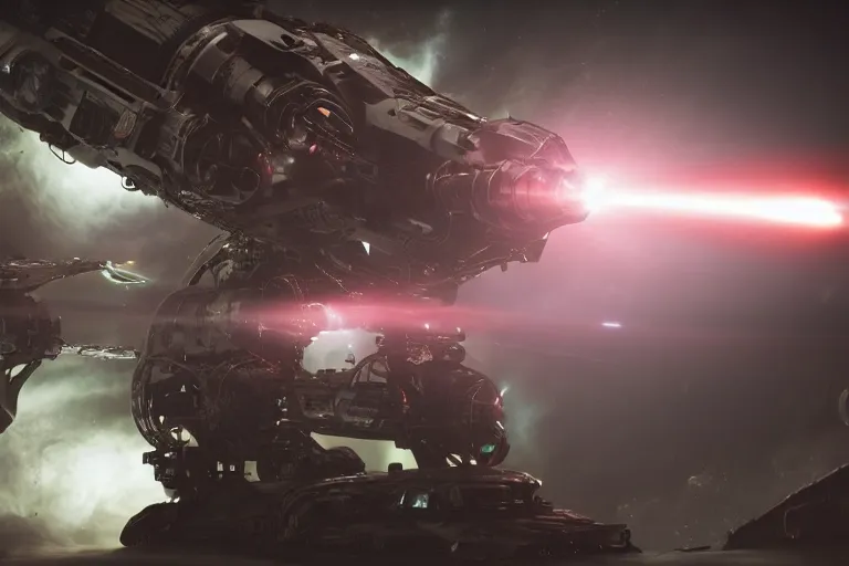 Image similar to VFX movie of a futuristic inhuman alien spacemarines in future spaceship, firing gun at space pirates detailed creature skin neon lighting by Emmanuel Lubezki