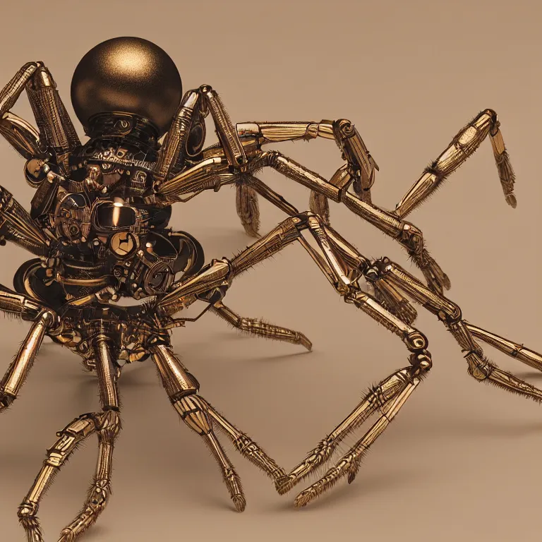 Prompt: a close up of an beautiful steampunk robotic spider inspired, unreal engine realistic render, high detailed face, photorealism, golden ratio, hyper - realistic 3 d, insanely super detailed, realistic octane render, 1 6 k, fashion photography, micro detail, backlit lighting, face in focus, subsurface scattering, thin porcelain