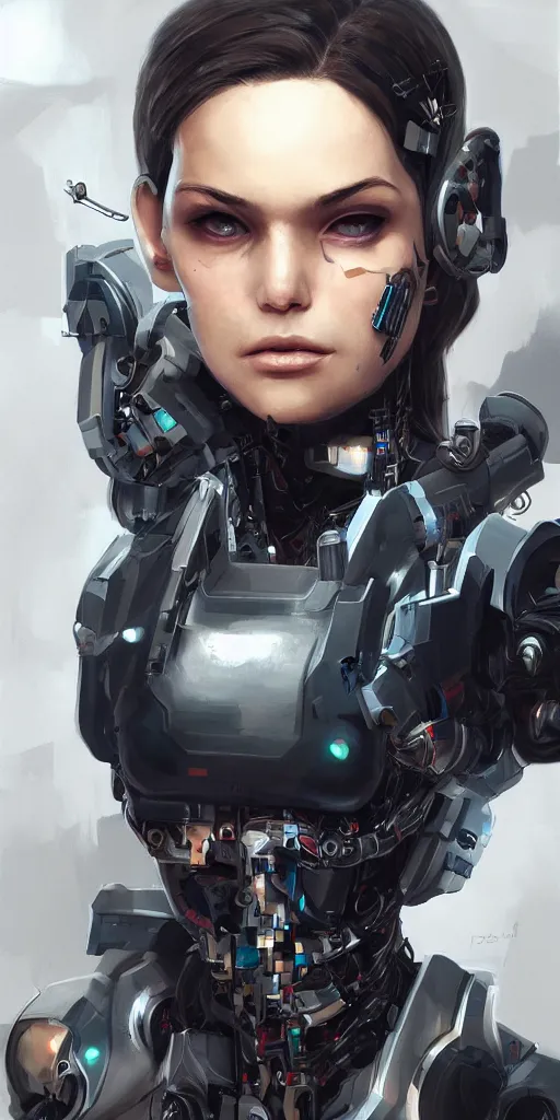 Image similar to Concept art, cyborg hacker girl, artstation trending, highly detailded