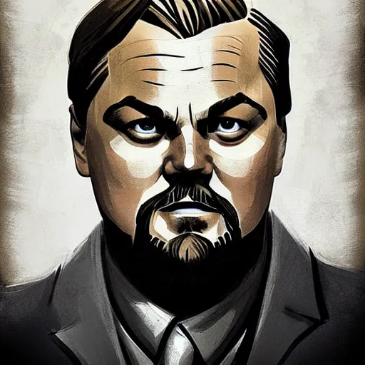 Image similar to portrait of leonardo dicaprio as a russian bolshevik leader vladimir lenin in team fortress 2 style, epic, tragic, military art, fantasy, hd shot, digital portrait, beautiful, artstation, comic style, by artgerm, guy denning, jakub rozalski, magali villeneuve and charlie bowater