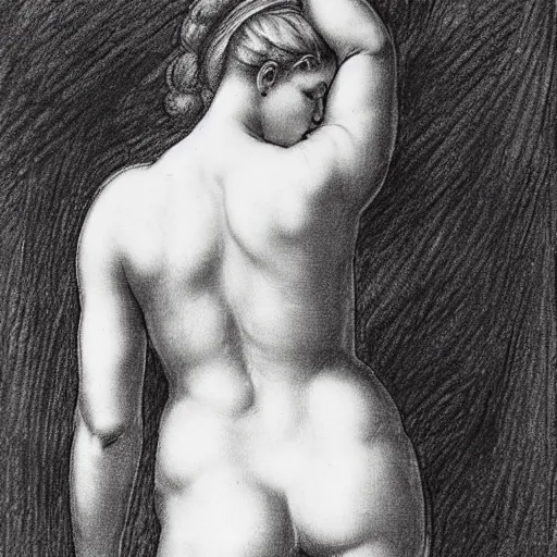 Image similar to of pencil sketches on paper of the female form by michelangelo