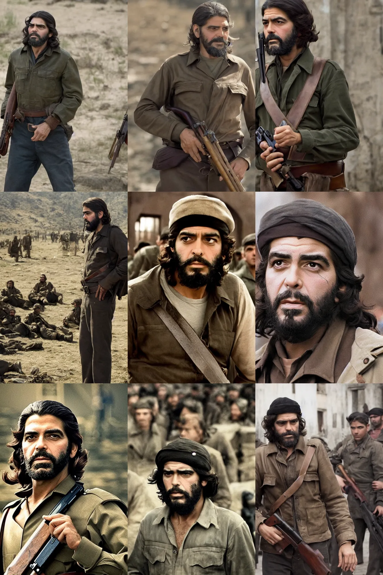 Prompt: movie still of george clooney as che guevara, biopic, 4 k, high quality