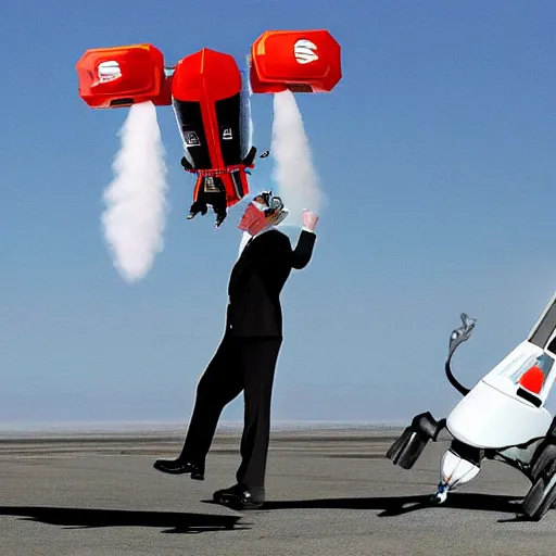 Prompt: donald trump with a jetpack