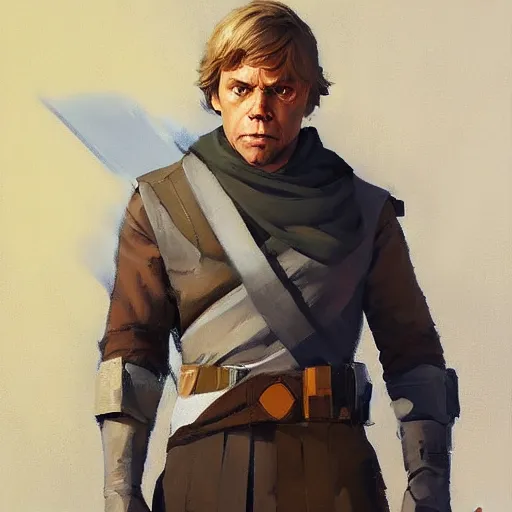Image similar to greg manchess portrait painting of luke skywalker as overwatch character, medium shot, asymmetrical, profile picture, organic painting, sunny day, matte painting, bold shapes, hard edges, street art, trending on artstation, by huang guangjian and gil elvgren and sachin teng