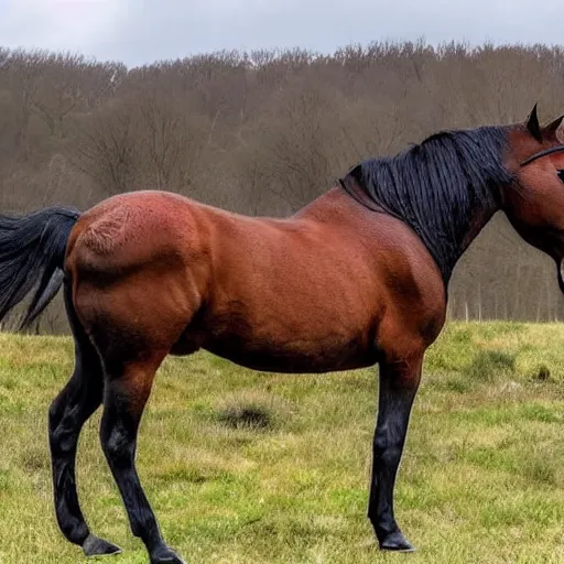 Image similar to photo of a horse with a giant rear-end
