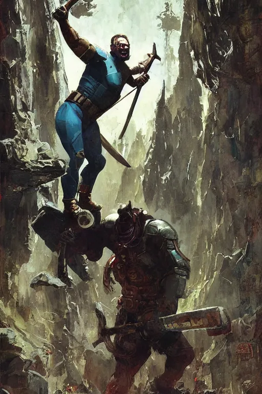 Prompt: pulp scifi fantasy illustration full body portrait marvel superhero paul bunyan carrying axe, by norman rockwell, jack kirby, bergey, craig mullins, ruan jia, jeremy mann, tom lovell, 5 0 s, astounding stories, amazing, fantasy, other worlds