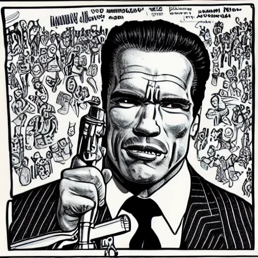 Prompt: arnold schwarzenegger drawn by robert crumb