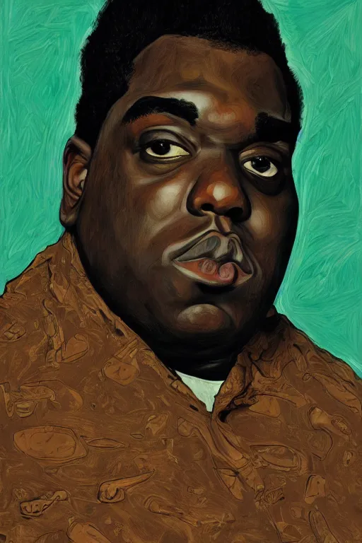 Image similar to a portrait of biggie smalls in style of egon schiele, notorious b. i. g., masterpiece, hyperdetailed, complex, intricate, old school photo, 4 k, trending on artstation