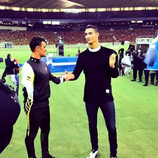 Prompt: streamer ishowspeed meeting Cristiano Ronaldo