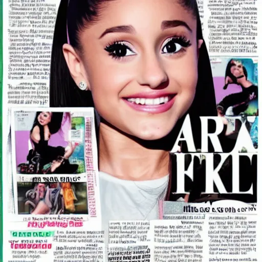 Prompt: ariana grande on a local newspaper